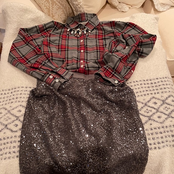 Crew, sequin silk skirt, fully lined, Size 4, entire outfit!